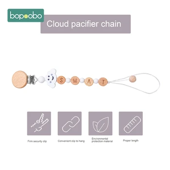 Bopoobo 1 sæt fødevaregodkendt Træ-Cloud Bidering Sut Kæde Baby Rangle Sut Armbånd Baby Cart Tilbehør Baby Bidering Sæt
