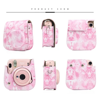Ny Skulder Kamera Beskyttende Cover Farverige Mønstre Læder Kamerataske Til Fujifilm Instax Polaroid Mini-11 Håndtaske