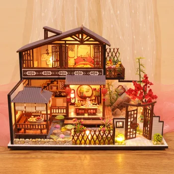 Diy-dukkehus Møbler Diy Sag Miniature Træ-Miniaturas Dukkehus Legetøj til Børn Fødselsdag Gaver Kinesisk Stil P002