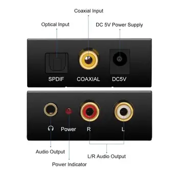 Digital Optical Coaxial-Til-Analog-2RCA L/R Audio konvertere DC 5V 1A Audio Converter Adapter Med 3,5 mm Audio Jack USB-Kabel