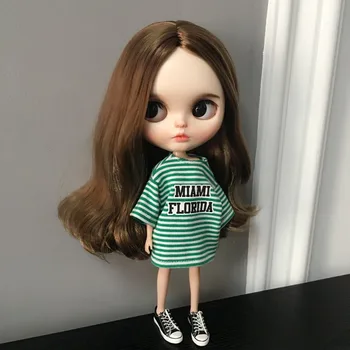 Nye Håndlavede Blyth dukke tøj Grønne striber casual T-shirt til azone ob24 27 pullip Dukke Tilbehør, tøj til barbie dukke