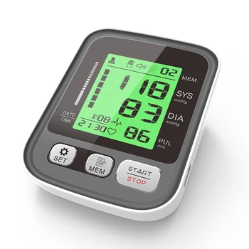 Tri-farve baggrundsbelysning overarm Automatisk blodtryksapparat Blodtryksmaaler Overvåge puls-Tonometeret Bp Skærme