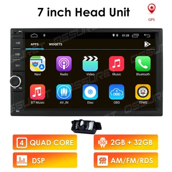 Quad-Core 2 Din Android 10.0 Universal Car Stereo Radio GPS-Navigation WiFi DAB Bluetooth OBD2 RDS+Kamera