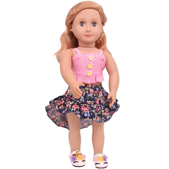 18 tommer Piger, dukke kjole Amerikanske nyfødte Vintage trykt passer til Baby legetøj nederdel passer 43 cm baby dukker c785