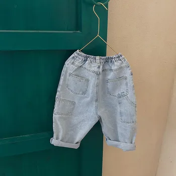 Børn jeans 2020 koreansk stil Nye Efteråret drenge mode lige denim bukser til baby piger løs solid farve-match jeans 1-6Y
