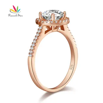 Peacock Stjernede 925 Sterling Sølv Bryllup Engagement Steg Guld Farve Ring, Skabt Diamante CFR8326