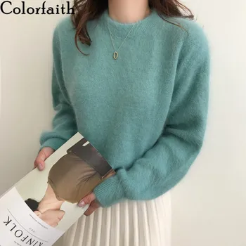 Colorfaith 2020 Efterår og Vinter Kvinder Trøjer Trøjer Minimalistisk Ukrudt Strikket koreanske Casual nylon Kvindelige Jumpere SW7404