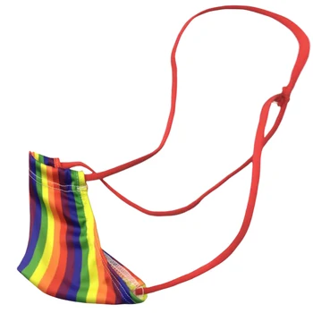 2018 Sexet gay men ' s underwear G-streng pose g-streng pirnted mini etui, rainbow stribet print tøsedreng mandlige stropper skridtbeskytter