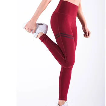 Dobbelt-ring trykt fast-farve leggings lift hip elastisk sport kører trænings-og højtaljede leggings