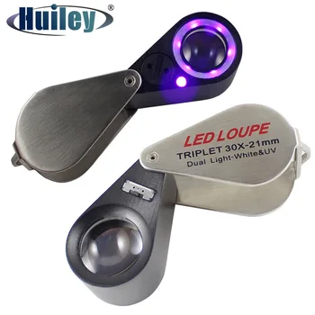 LED Lup Triplet Dual Lys Hvid UV-LED Lysende Magnifying Briller Smykker Forstørrelse af Optisk Glas Linse Diamant Jade-Værktøjer