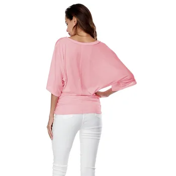 T-Shirt Sort Hvid Pink Plus Size Løs T-Shirt 2019 Nye Forår Sommer kortærmet Top Streetwear Mode V Hals T Shirt LD725