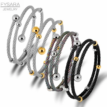FYSARA Multi-lag Reb Kabel-Wire Mode Smykker Sæt Kvinder Rustfrit Stål Armbånd Ring Rund Kugle Trendy Smykker Sæt Par