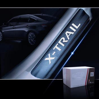 Til Nissan X-Trail XTrail 4D Carbon Fiber Vinyl Klistermærke Bil Dør Karmen Protector Scuff Plate dørtrin vagt 4stk Bil Styling