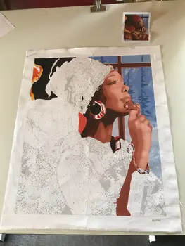 Rammeløse diy billede olie maleri af numre wall decor maleri på lærred til indretning 4050 afrikansk kvinde
