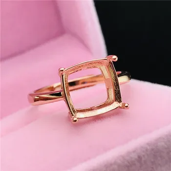 Kvadratisk form enkle ringe grundlag S925 sølv ring base skaft gren indstilling sten indlagt smykker, mode, DIY kvinder nice