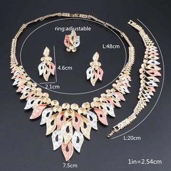 Indisk Dubai Guld Smykker Sæt til Kvinder Bryllup Afrikanske Sæt Perler Smykker Brude Halskæde, Øreringe Smykker