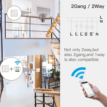 2 Bande DIY WiFi Smart 2-Vejs Lys LED Lysdæmper Modul Skifte Smart Liv/Tuya APP Fjernbetjening Arbejde med Alexa, Google Startside