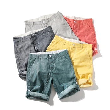 Herre Shorts Sommer Bomuld Afslappet Ferie Solid Korte Bukser, Slim Fit Mandlige Tøj 2021 Nye Koreanske Mode