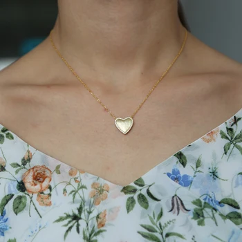 DIY-Hvid KÆRLIGHED hjerte pendent halskæde bezel klart zircon 925 sterling sølv romantiske gaver til kæreste par, mode smykker