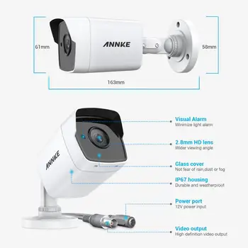 ANNKE 4CH 5MP Lite HD Video Security System 5IN1 H. 265+ DVR Med 4X 5MP Bullet Vejrandig Udendørs overvågningskamera CCTV-Kit