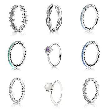 Sølvfarvet Ring Charms Snefnug Diy Pearl Blå Grøn Epoxy Crystal Finger Ring For Kvinder Parti Smykker