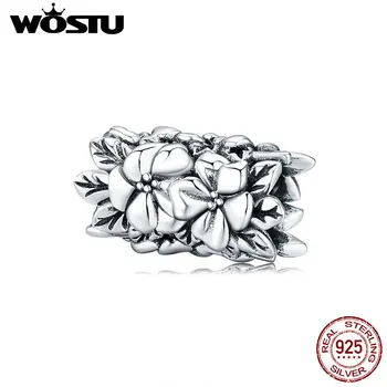 WOSTU Sommer Blomster Charms 925 Sterling Sølv Blomst Blomst Perler Passer Oprindelige Armbånd, Vedhæng Smykker at Gøre CQC1488