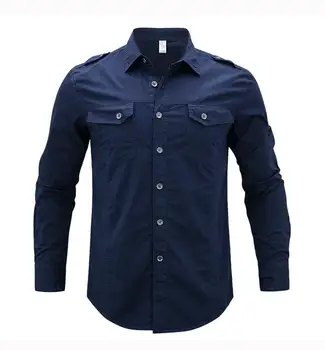 Mænds Ren Bomuld Afslappet langærmet Dobbelt-Pocket-Shirt Hær Militære Stil Fragt Taktiske Arbejde Kjole Skjorte