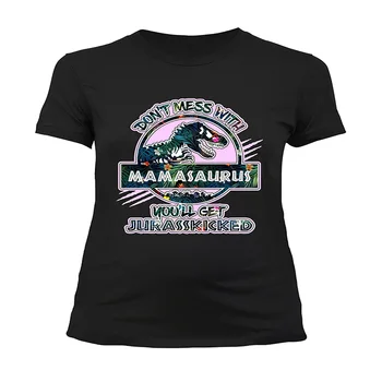 Dinosaur Må ikke rod med Auntiesaurus du vil få Jurasskicked T-Shirt, mamasaurus , Tante, creme, grandmasaurus shirt