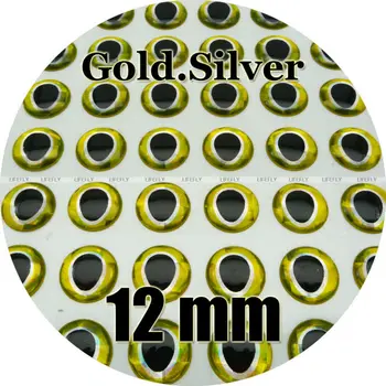 12mm 3D-Guld.Sølv / Engros 300 Bløde Støbt 3D Holografiske Fisk Øjne, fluebinding, Jig, Lokke Gøre
