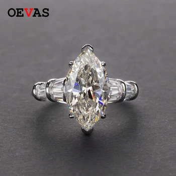 OEVAS Massiv 925 Sterling Sølv Mousserende 8*14mm Høj Carbon Diamant, Safir Topas Skabt Moissanite Engagement Fine Smykker