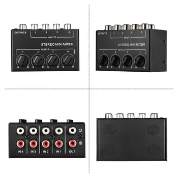 CX400 Mini Stereo 4-Kanals Passiv Mixer Mixer med Stereo Dispenser Live Studio 24BB
