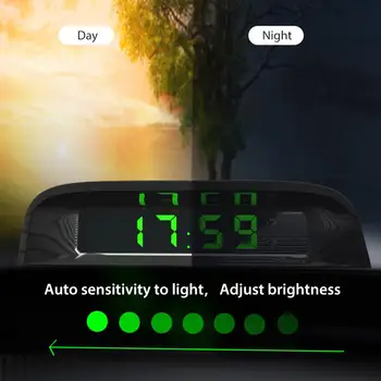 Bærbare Solenergi Bil Digital LCD Ur og Temperatur Display Auto Dashboard Ure Elektronisk Skærm Baggrundsbelysning Temperatur Ur