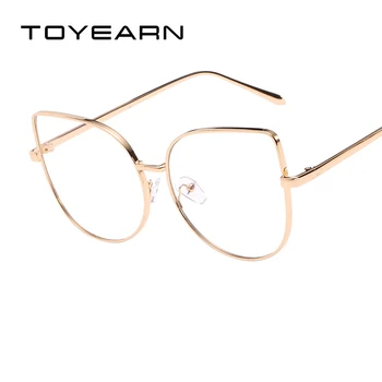 TOYEARN Mode-Cat Eye Solbriller Kvinder Briller Ramme Kvindelige Vintage Mode-Sort Metal Ramme Damer Optiske Briller