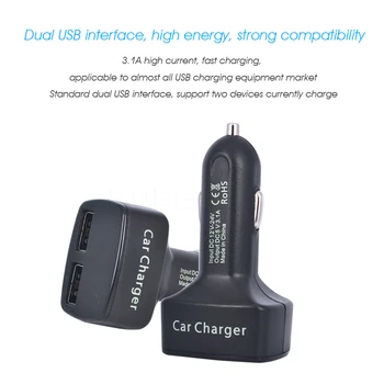 12V Dual USB biloplader-Adapter 3.1 Digital LED Spænding/Strøm Display Auto Køretøj plast Oplader Til Smart Phone/Tablet