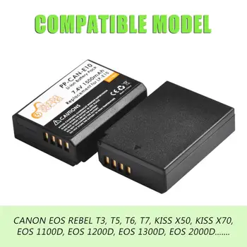 1500mAh LP-E10 LPE10 LP-E10 Kamera Batteri + LCD-Dual USB Oplader til Canon 1100D 1200D 1300D Rebel T3 T5 KYS X50 X70