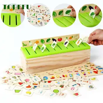 Matematisk Viden Klassificering Kognitive Matchende Børn Montessori Tidlig Pædagogisk Lære Toy Træ Kasse Gaver til Børn