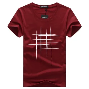 Sommer T-Shirt, Mænds Bomuld kortærmet T-Shirts, Korte Ærmer Enkle, Kreative Design-Linje på Tværs af Print Casual t-shirts Mænd Top Tees S-5XL