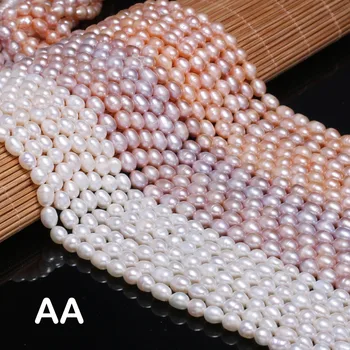 Nye ris-formet hvid pink lilla ferskvands-AA pearl perler, Enkel Og fashion party smykker personlighed gave størrelse 6-7mm
