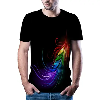 Sommeren mænds 3D-print-T-shirt lynets natur print t-shirt kortærmet T-shirt til Sommeren Sort T-Shirt med rund hals strand T-shirt