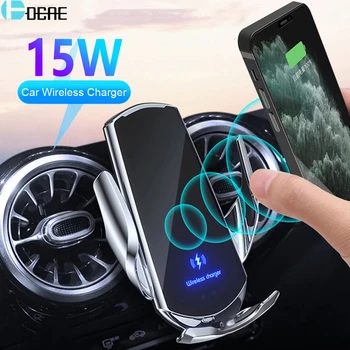DCAE Magnetisk USB Automatisk Fastspænding 15W Hurtig Bil Trådløse Oplader luftskrue Telefon Holder Til iPhone 12 11 XS X 8 Samsung S20 S10