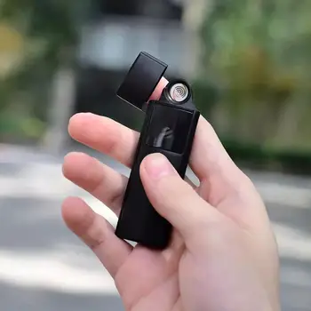 XiaoMi YouPin USB-Genopladelige Nuværende Tænding Cigarettænder LED-Indikator for Batteri Metal Dobbelt Bue Design Vindtæt Lightere