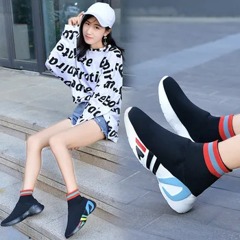 Koreanere Ankel Støvler til Kvinder Mode Slip-on Casual Camouflage Kvinder Støvler High-top Designer Mærke Luksus Kvinder Sko 2020