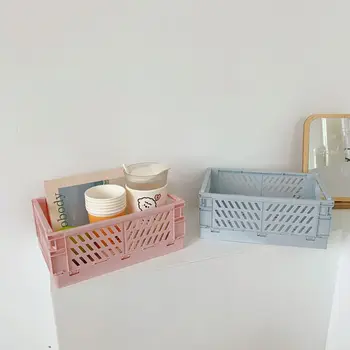 OOTDTY Sammenklappelig Kasse Plast Folde Badeværelse opbevaringsboks Kurv Nytte Kosmetiske Container Desktop Holder Brug i Hjemmet