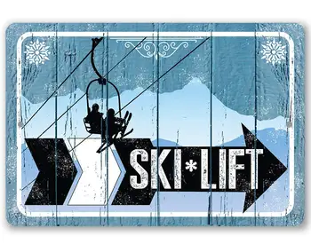 Metal Sign - Ski Lift Retningsemt Tegn (Højre) - Holdbar Metal Sign - 8