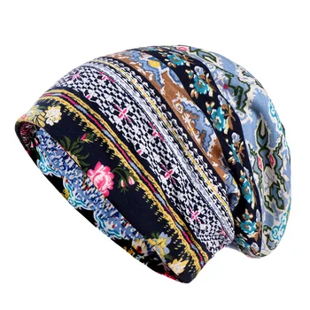 Elegant Blød Åndbar Sommer Blomster Print Kemo, Kræft Beanie Godnatdrink Muslimske Islamiske Hat Sovende Cap Engros Huer
