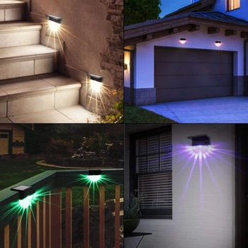 8stk Led RGB soldrevet Belysning til Udendørs Have Sti Væggen Landskab Lampe Sort LED Lanterne Lys Lamper