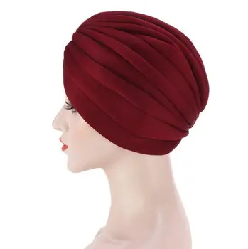 2020 Vinter Elastisk Turban Caps For Kvinder Bomuld Turbante Muslimske Tørklæde Bonnet Damer Beanie Hue Islamiske Wrap Dit Hoved Indien Cap