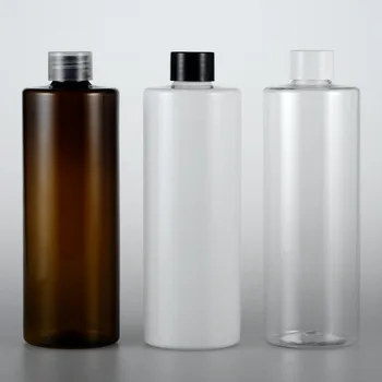 20pcs 350ml rejse refill flaske ,brun/klar plast shampooflasker Med sort / hvide skruelåg