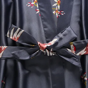 Sexet Kran Print Kimono Badekåbe Kjole Med Bælte Kvinder Rayon Korte Ærmer Fritid Nattøj 2020 Sommeren Nye Hjem Chothing