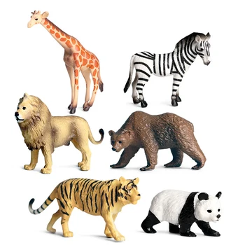 Action figur Jungle Wild Zoo Farm Animal Sæt Lion Tiger Flodhest Næsehorn, Elefant, Vortesvin figurer Børn Læring Toy Børn Gave